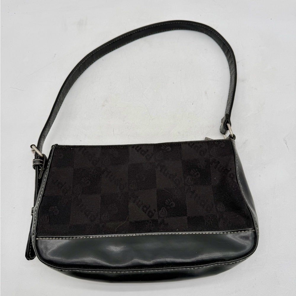 Vintage Y2K Mudd Shoulder Bag Black Checker Logo Purse Baguette 2000s - Picture 4 of 7